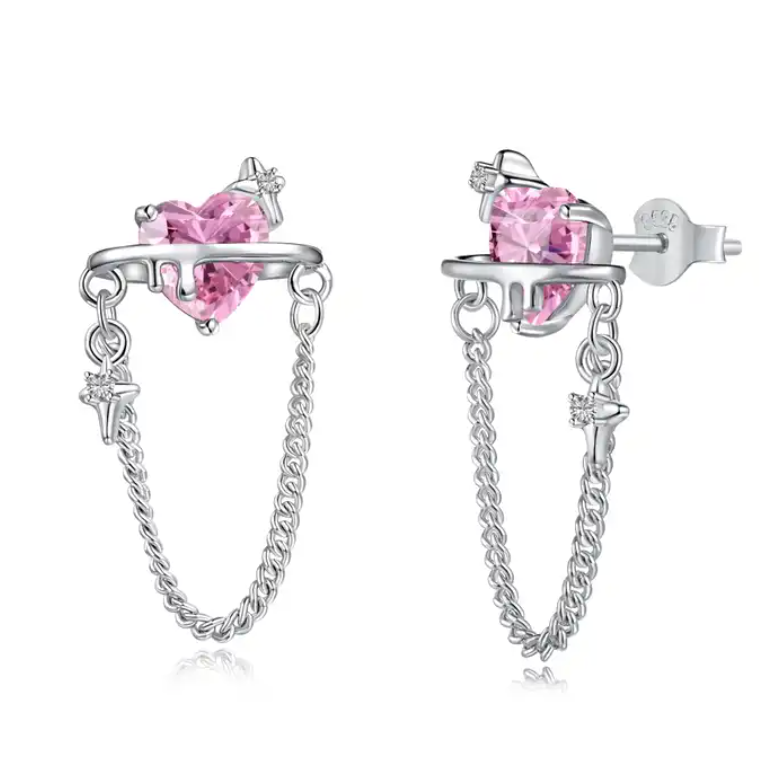 "Pink Heart" - S925 Earrings