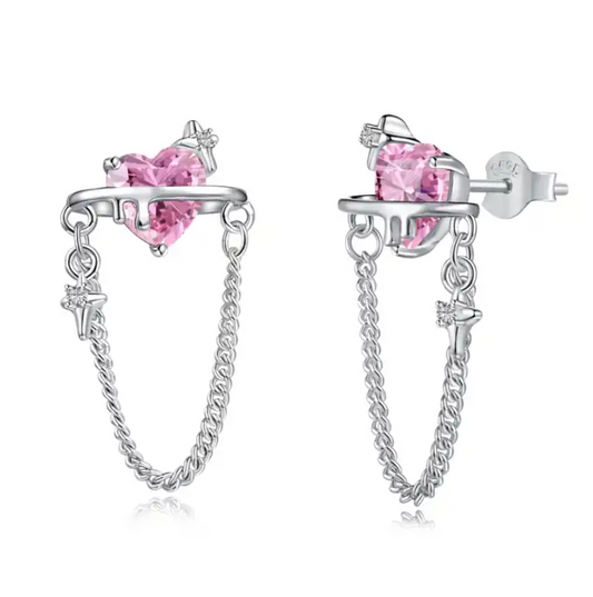 "Pink Heart" - S925 Earrings