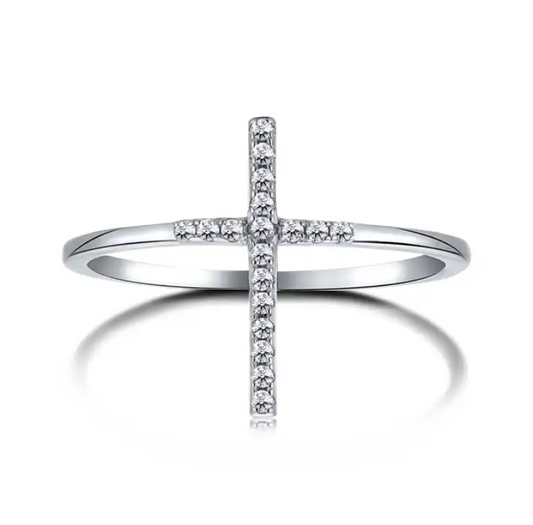 "Y V E S" - S925 Cross Ring