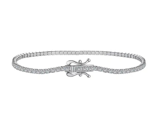 "C A P R I" - S925 Thin Tennis Bracelet - Sølv Silwer